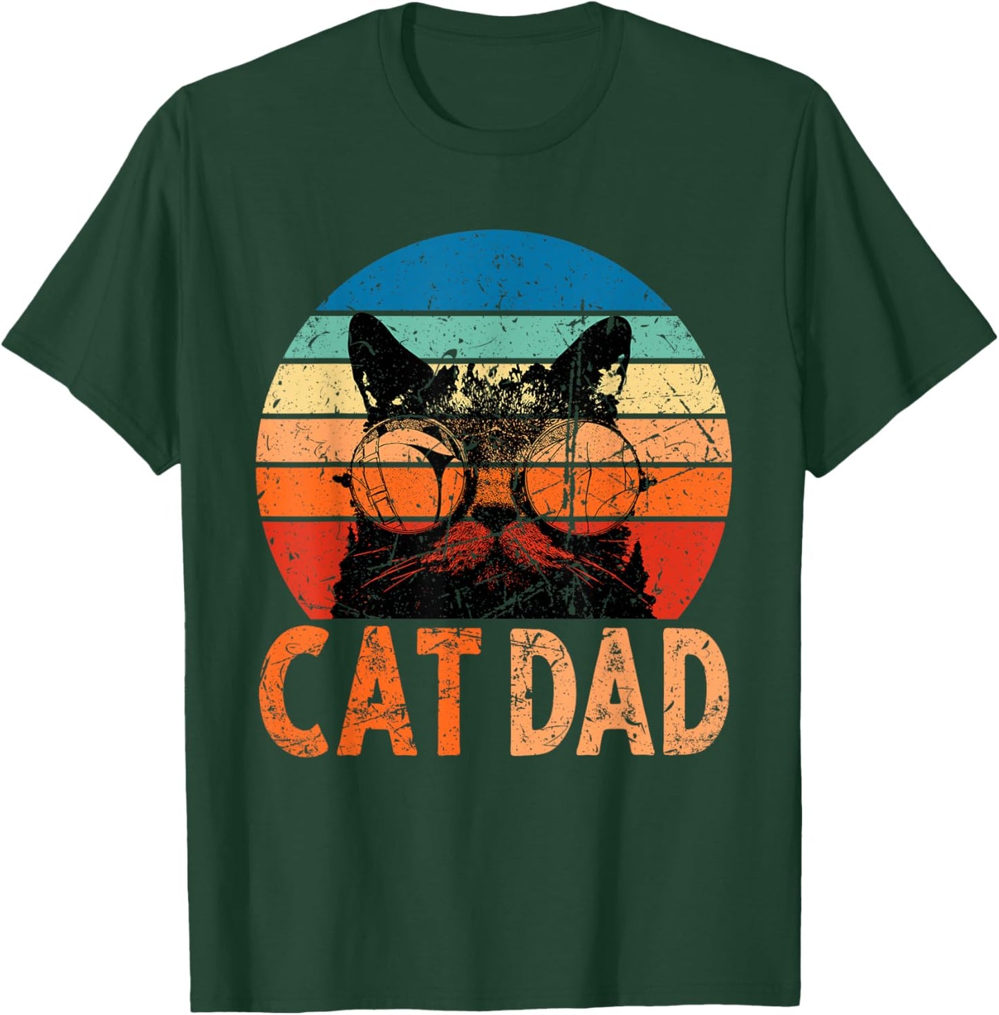 Cat Dad Shirt Daddy Funny Retro Cat Dad Men Father's Day T-Shirt - T-Shirt | Forest