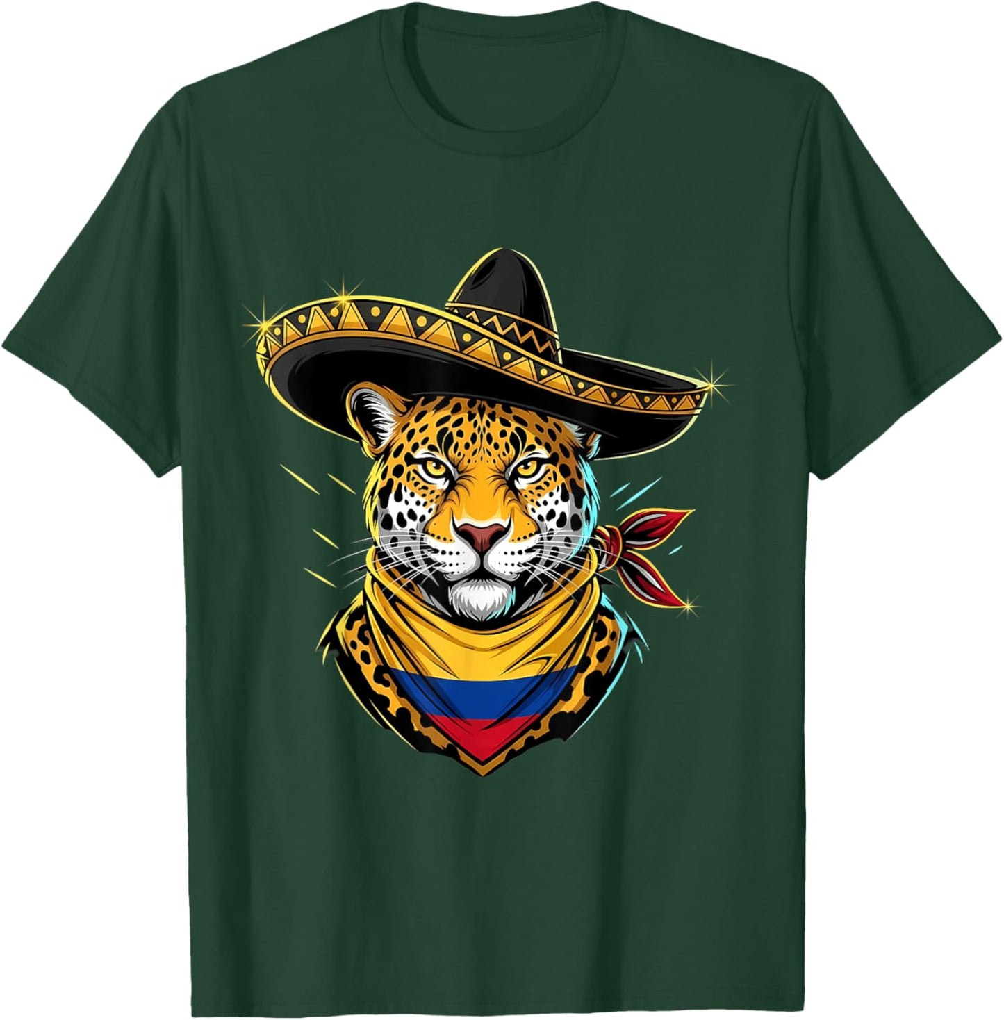 Colombia Flag Leopard Colombian Pride Colombian Roots T-Shirt - T-Shirt | Forest