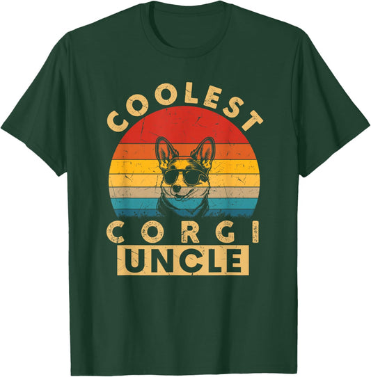 Vintage Coolest Corgi Uncle Funny Dog Gifts Fathers Day Xmas Women Girls Kids T-Shirt - T-Shirt | Forest