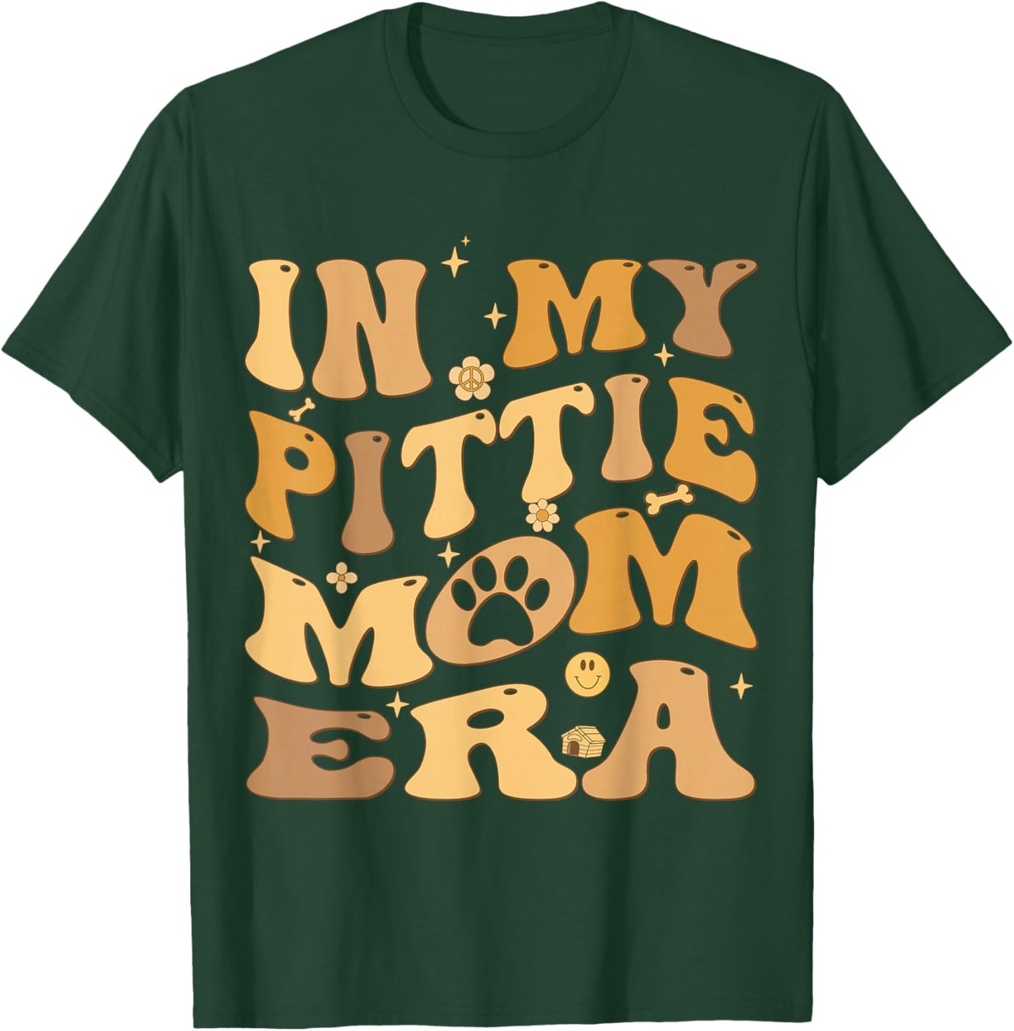 In My Pittie Mom Era Groovy Pit Bull Dog Owner T-Shirt - T-Shirt | Forest