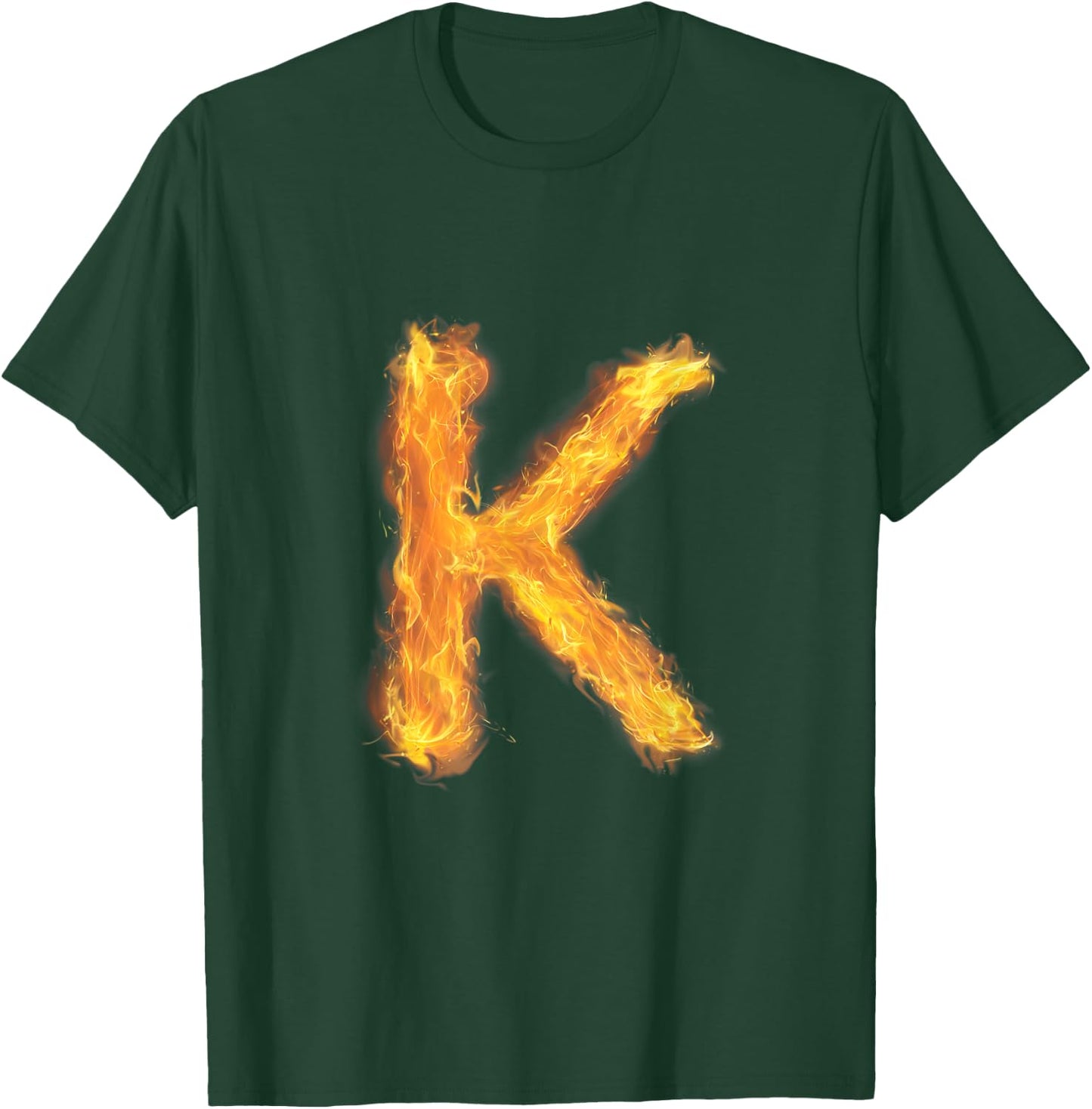Letter K Sign Alphabet Last Name Consonants Fire Flame Gift T-Shirt - T-Shirt | Forest