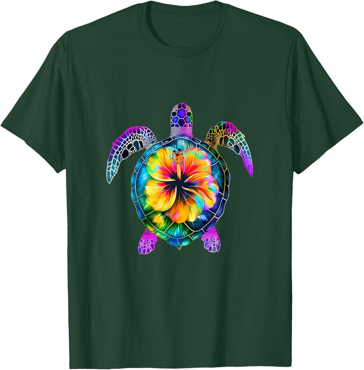 Hawaiian Tie Dye Sea Turtle Cute Hawaii T-Shirt - T-Shirt | Forest