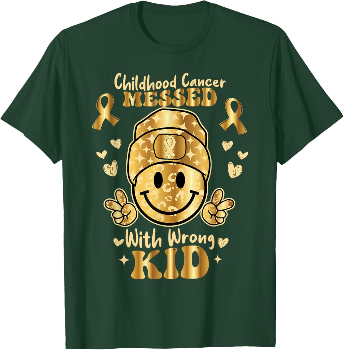 Childhood Cancer Messed With Wrong Kid Awareness Boys Girls T-Shirt - T-Shirt | Forest