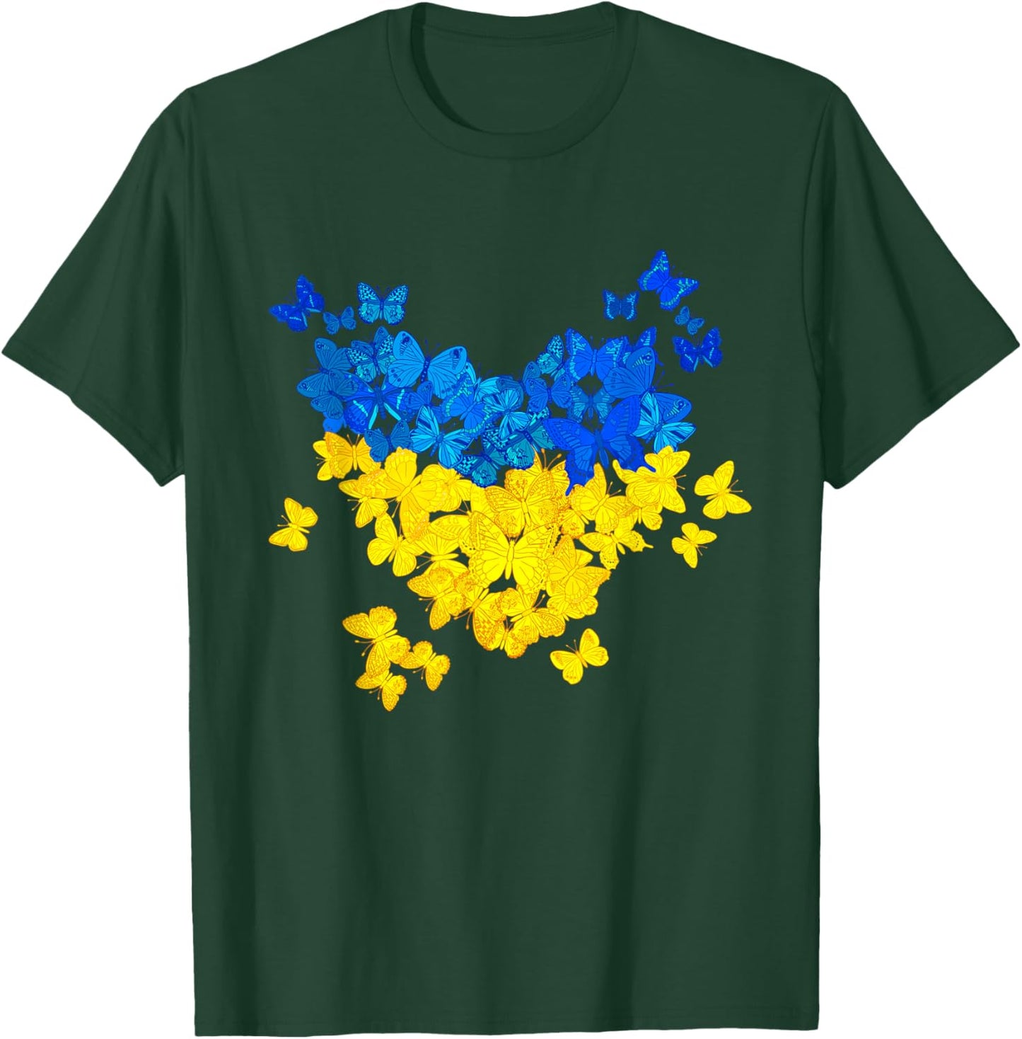 Butterflies Heart Ukraine Flag Ukrainian Ukrainian T-Shirt - T-Shirt | Forest