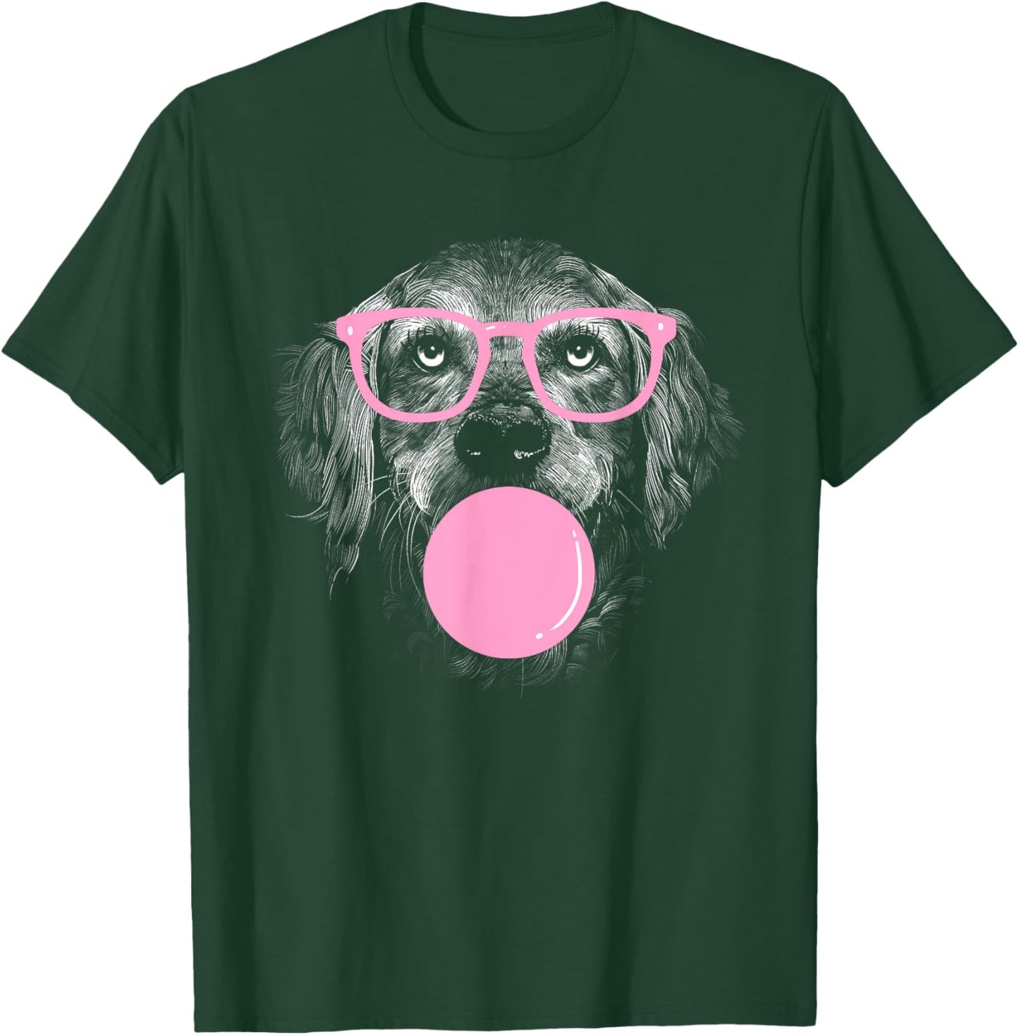 Cute Golden Retriever Wears Glasses And Eats Gum women T-Shirt - T-Shirt | Forest