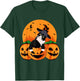 Tuxedo Cat Witch Hat Halloween Scary Jack O Lantern Pumpkins T-Shirt - T-Shirt | Forest