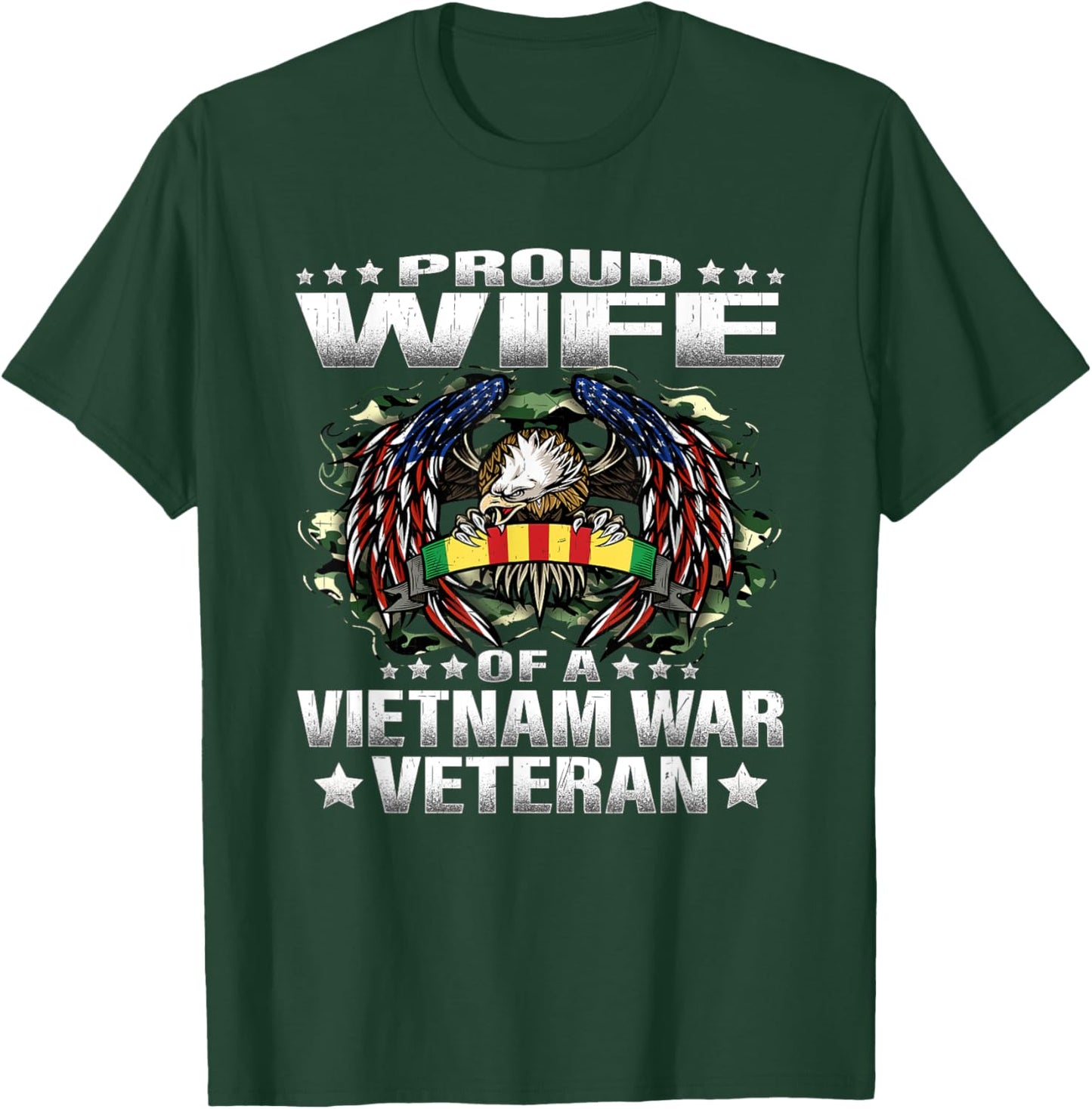 Proud Wife Of A Vietnam War Veteran Military Vet's Spouse T-Shirt - T-Shirt | Forest