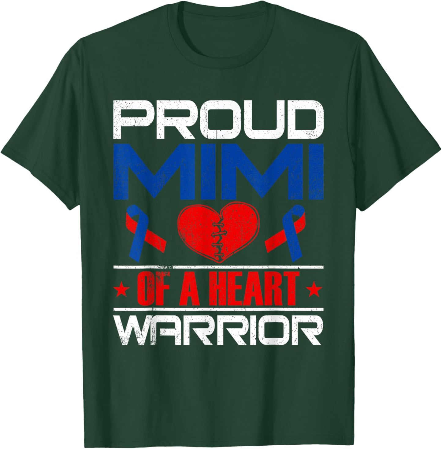 Mimi Of A Heart Warrior Congenital Heart Defect Awareness T-Shirt - T-Shirt | Forest