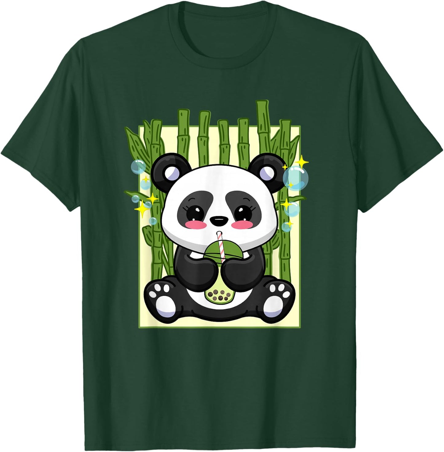 Cute Kawaii Bubble Tea Boba Panda Japanese Anime Women Girls T-Shirt - T-Shirt | Forest