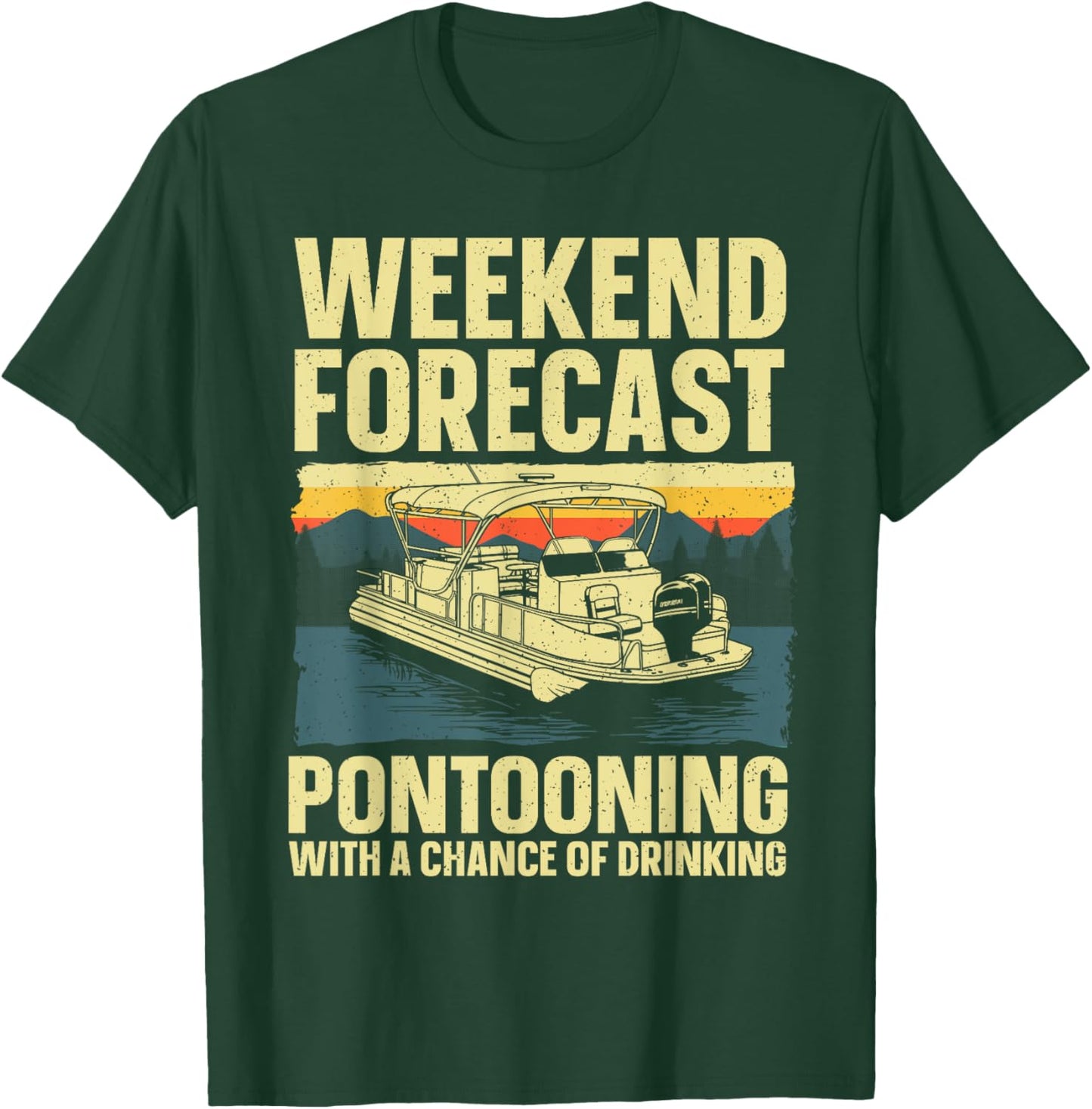 Funny Pontoon Boat Art Women Lake Boating Captain T-Shirt - T-Shirt | Forest