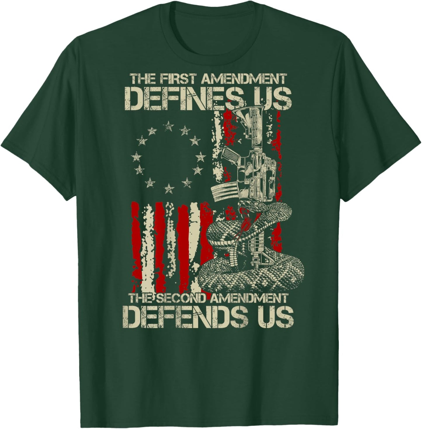 The First Amendment Defines us American Flag (On Back) T-Shirt - T-Shirt | Forest