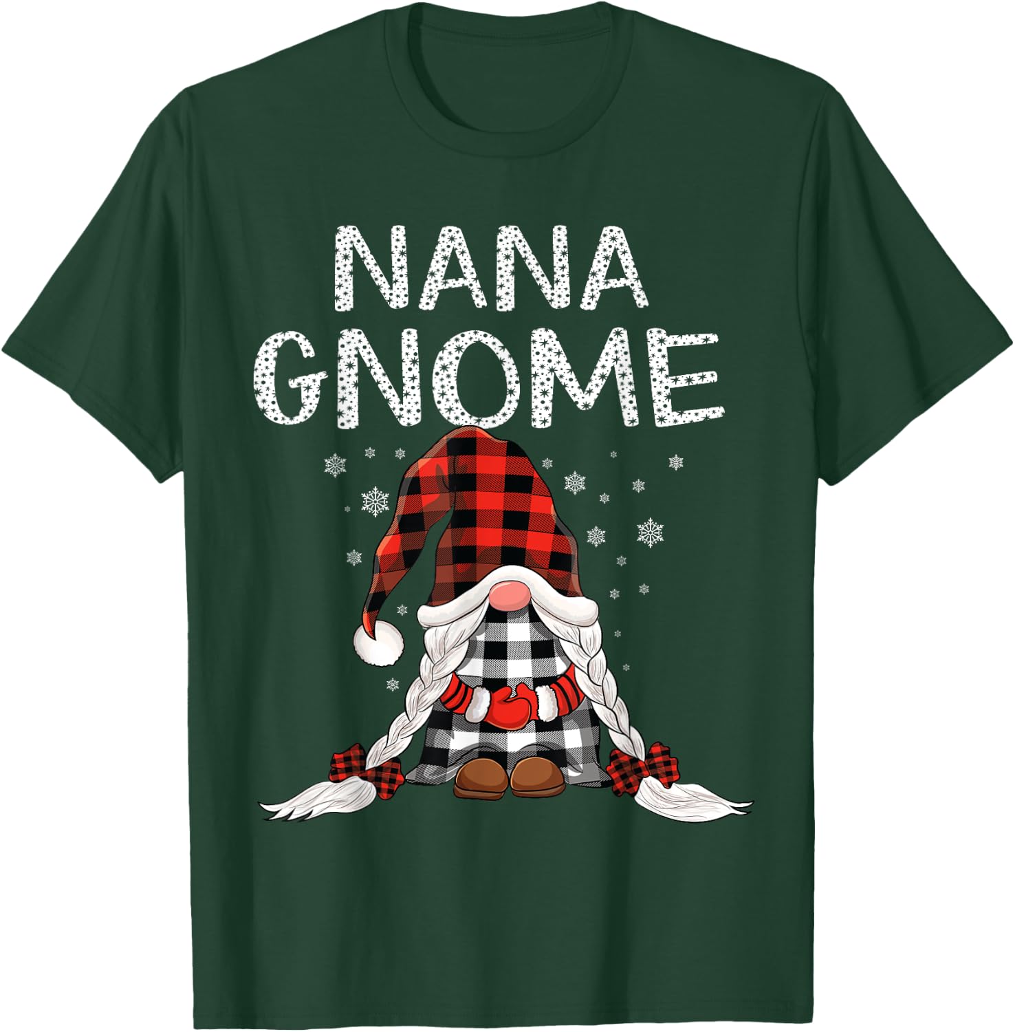 Cute nana Gnomes check red Plaid pattern Christmas Gnome T-Shirt - T-Shirt | Forest