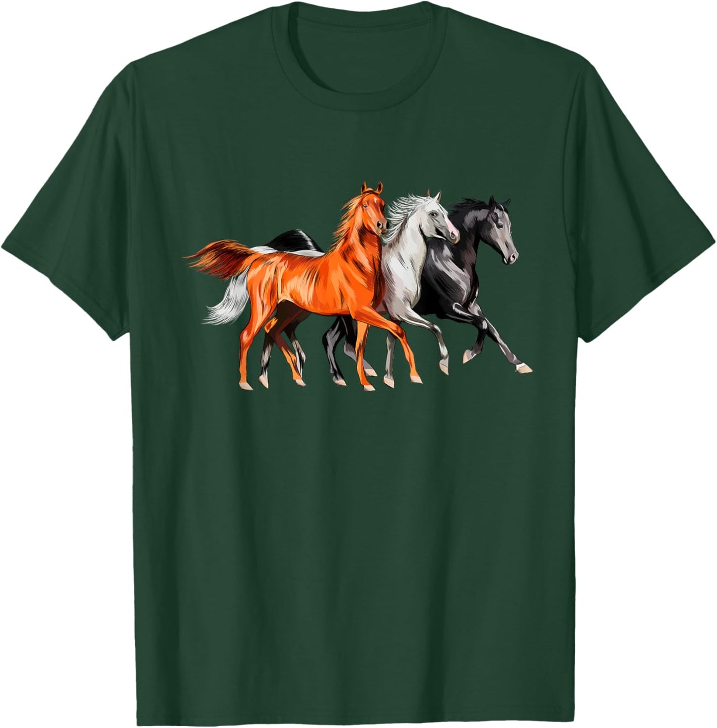 Cool 3 Wild Horses Running Around Vintage Novelty T-Shirt - T-Shirt | Forest