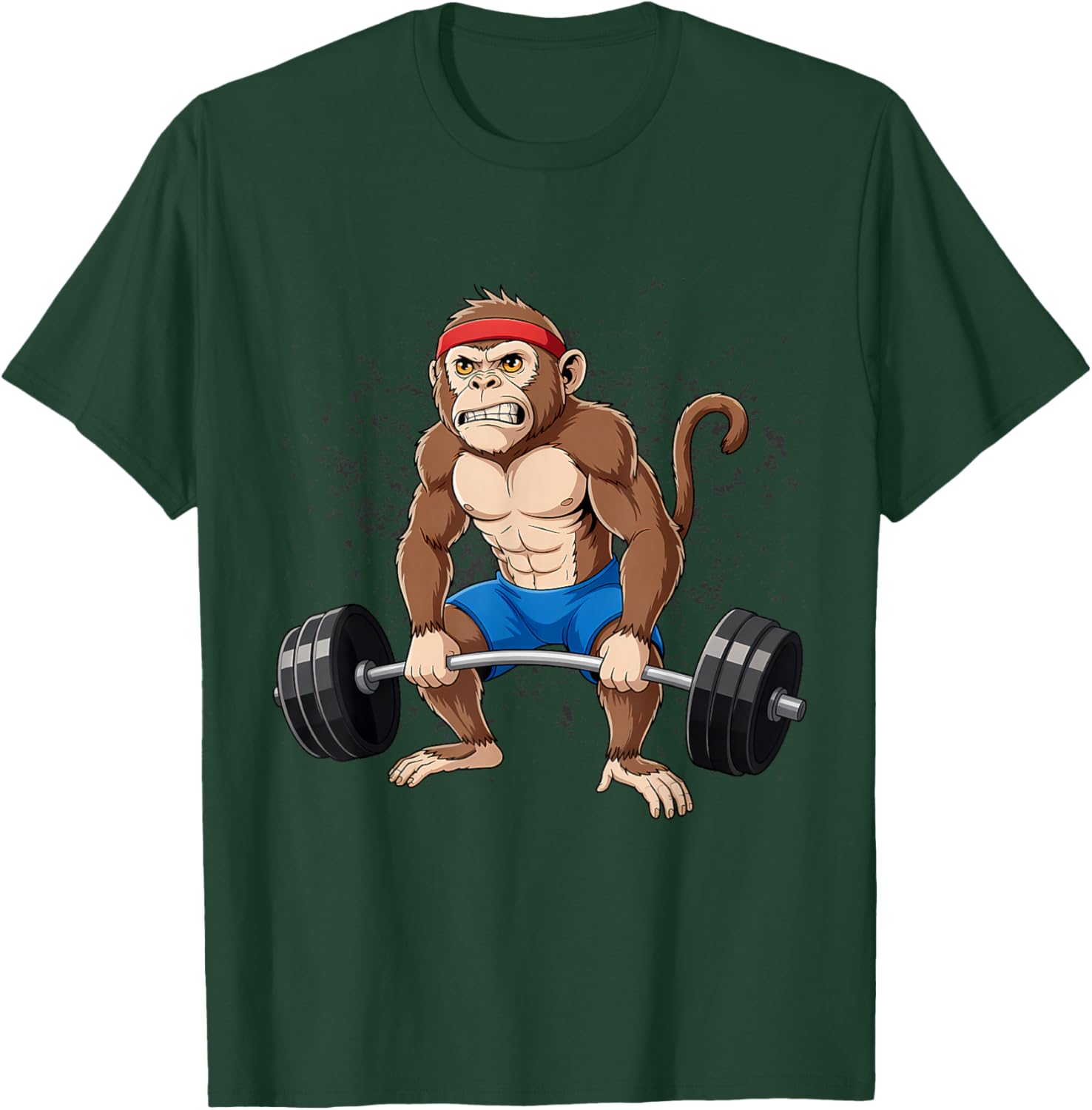 Monkey Weightlifting Powerlifting Deadlift Fitness T-Shirt - T-Shirt | Forest