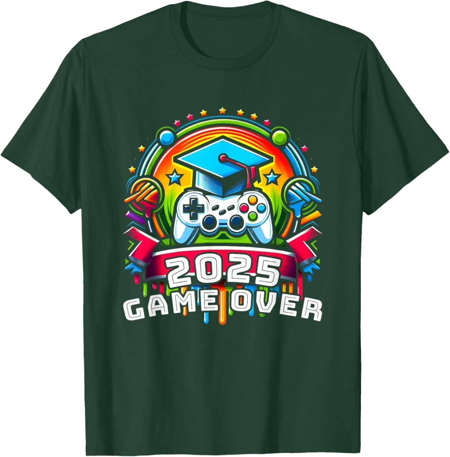 Game Over Class Of 2025 Shirt Students Funny 2025 Graduation T-Shirt - T-Shirt | Forest
