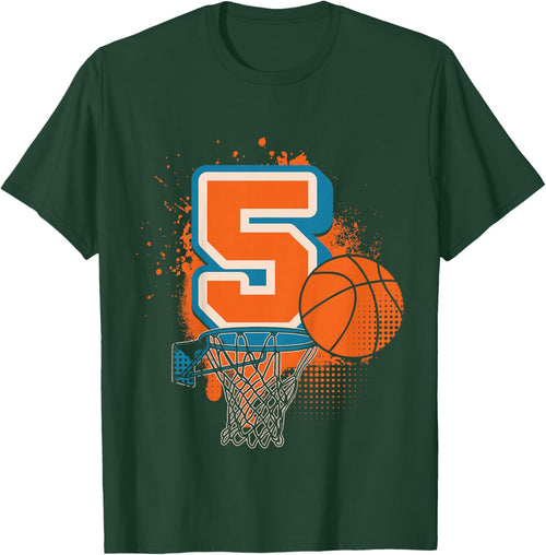 Kids 5th Birthday Boy Basketball Player Basketball 5 Years Old