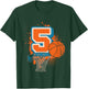 Kids 5th Birthday Boy Basketball Player Basketball 5 Years Old T-Shirt - T-Shirt | Forest