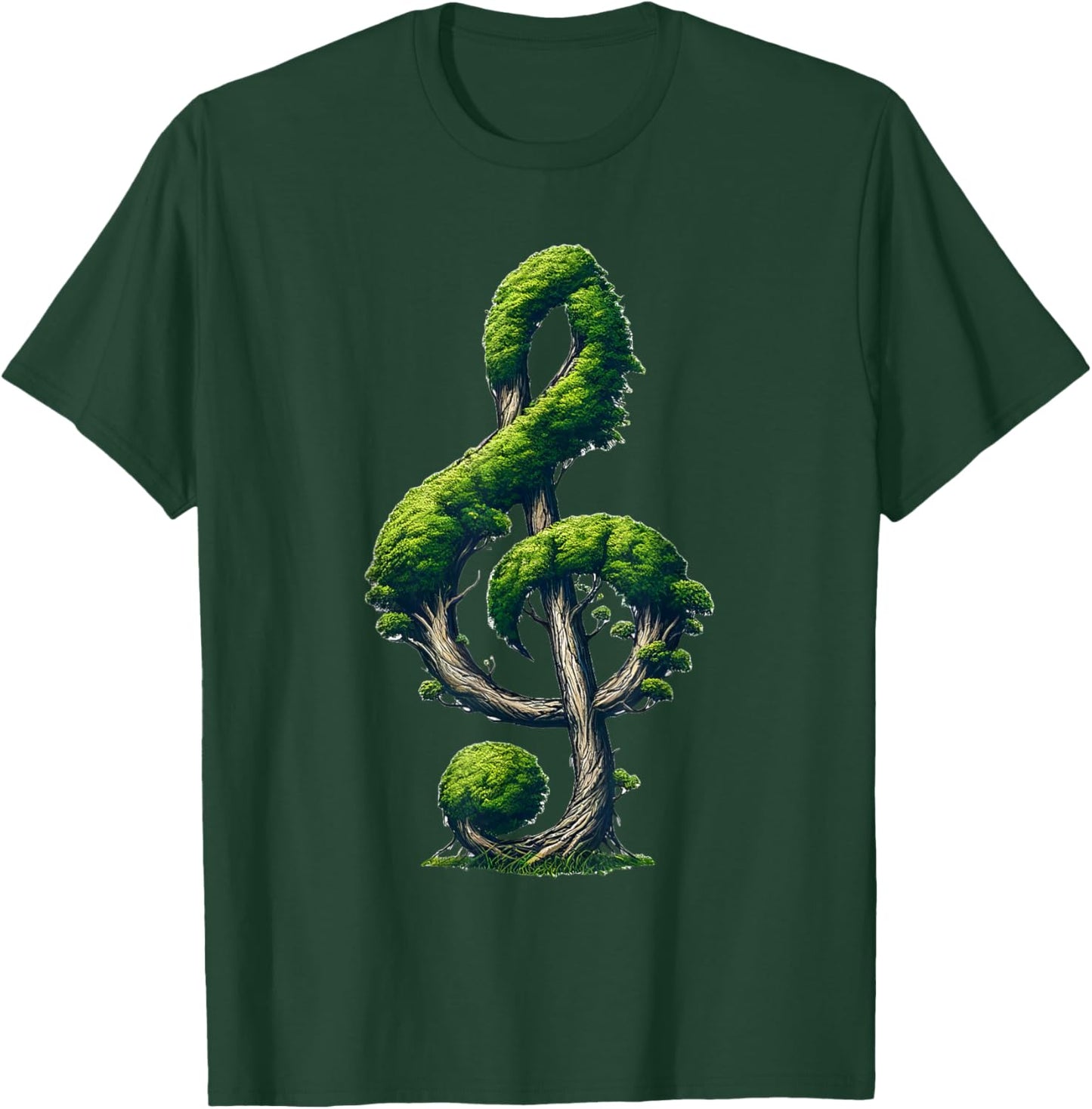 Tree Treble Clef Musical Note Music Nature T-Shirt - T-Shirt | Forest