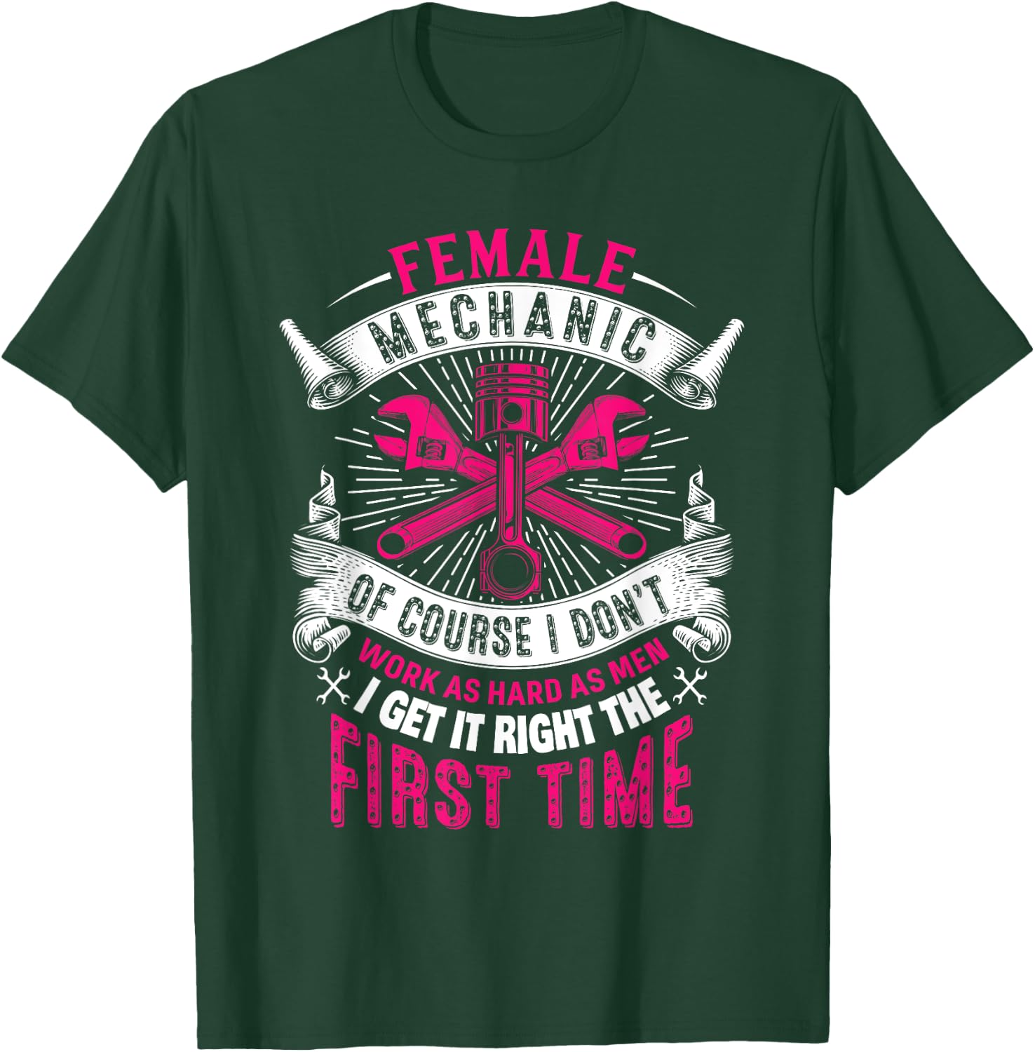 Female Mechanic Girl Car Repair Funny T-Shirt - T-Shirt | Forest