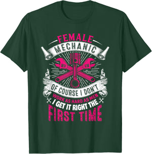Female Mechanic Girl Car Repair Funny T-Shirt - T-Shirt | Forest
