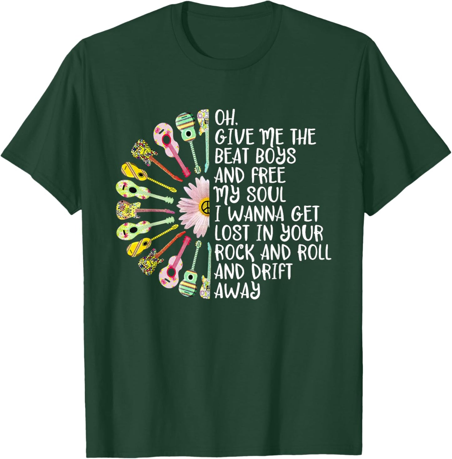 Guitar Give Me The Beat And Free My Soul Hippie Guitar lover T-Shirt - T-Shirt | Forest