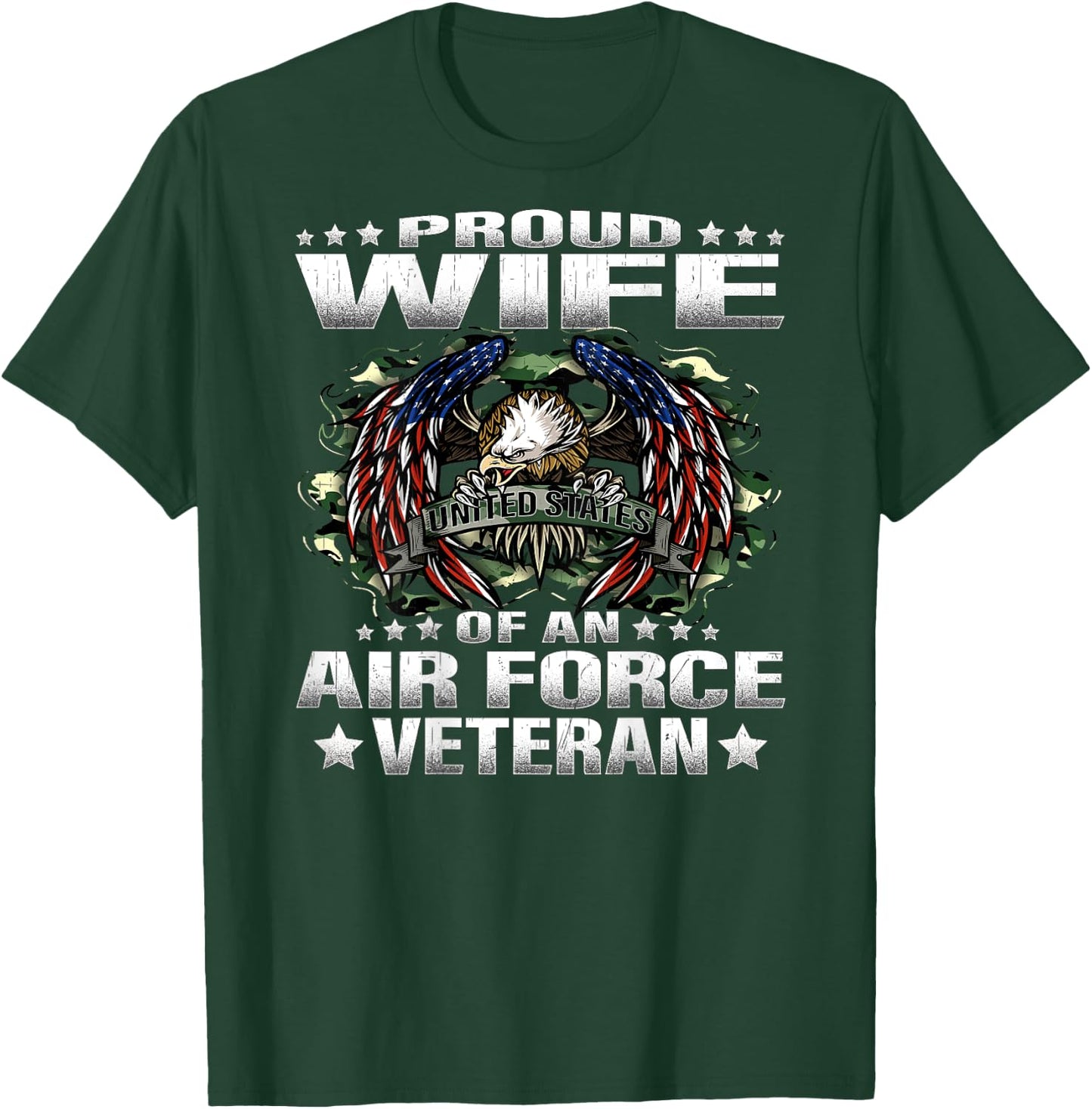Proud Wife Of An Air Force Veteran Military Vet's Spouse T-Shirt - T-Shirt | Forest