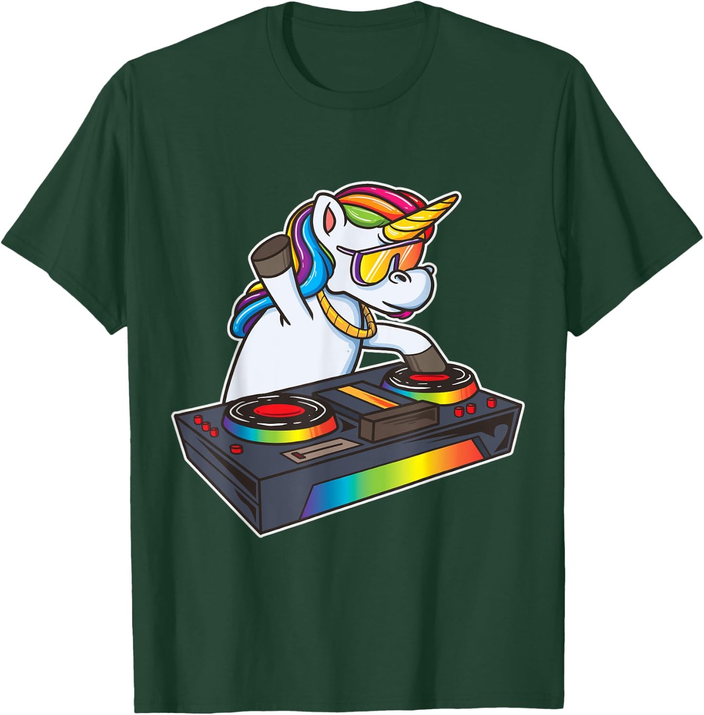 Unicorn DJ Party Club Disk Jockey Shirt EDM Dance Club Gift T-Shirt - T-Shirt | Forest