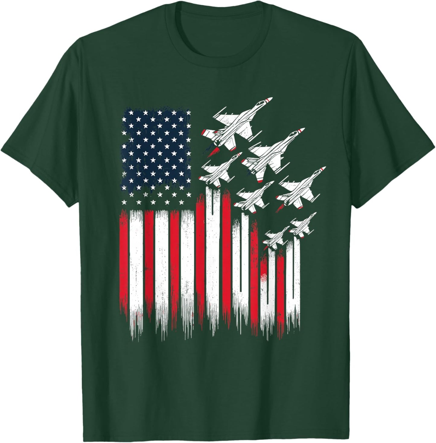 Patriotic Fighter Jets USA Flag 4th of July Jets Lover T-Shirt - T-Shirt | Forest
