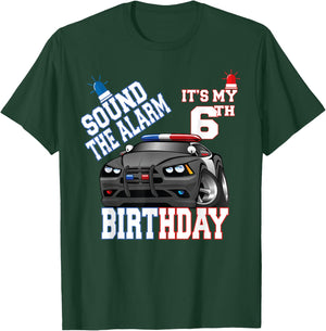 Sound The Alarm It's My 6th Birthday 6 Years Old Policeman T-Shirt - T-Shirt | Forest