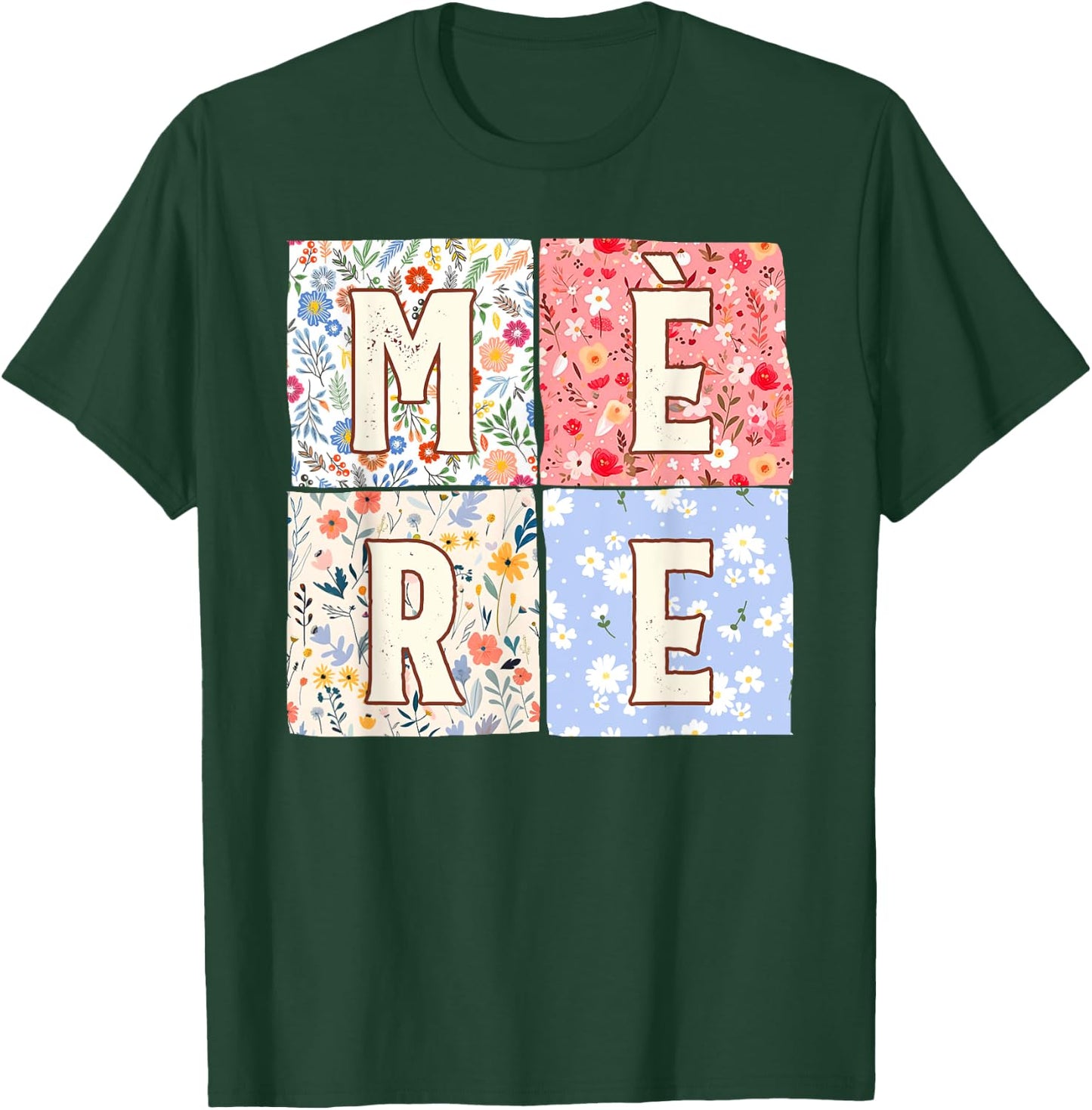 French Mom Mother Mère Mother's Day Boho Floral Flower T-Shirt - T-Shirt | Forest