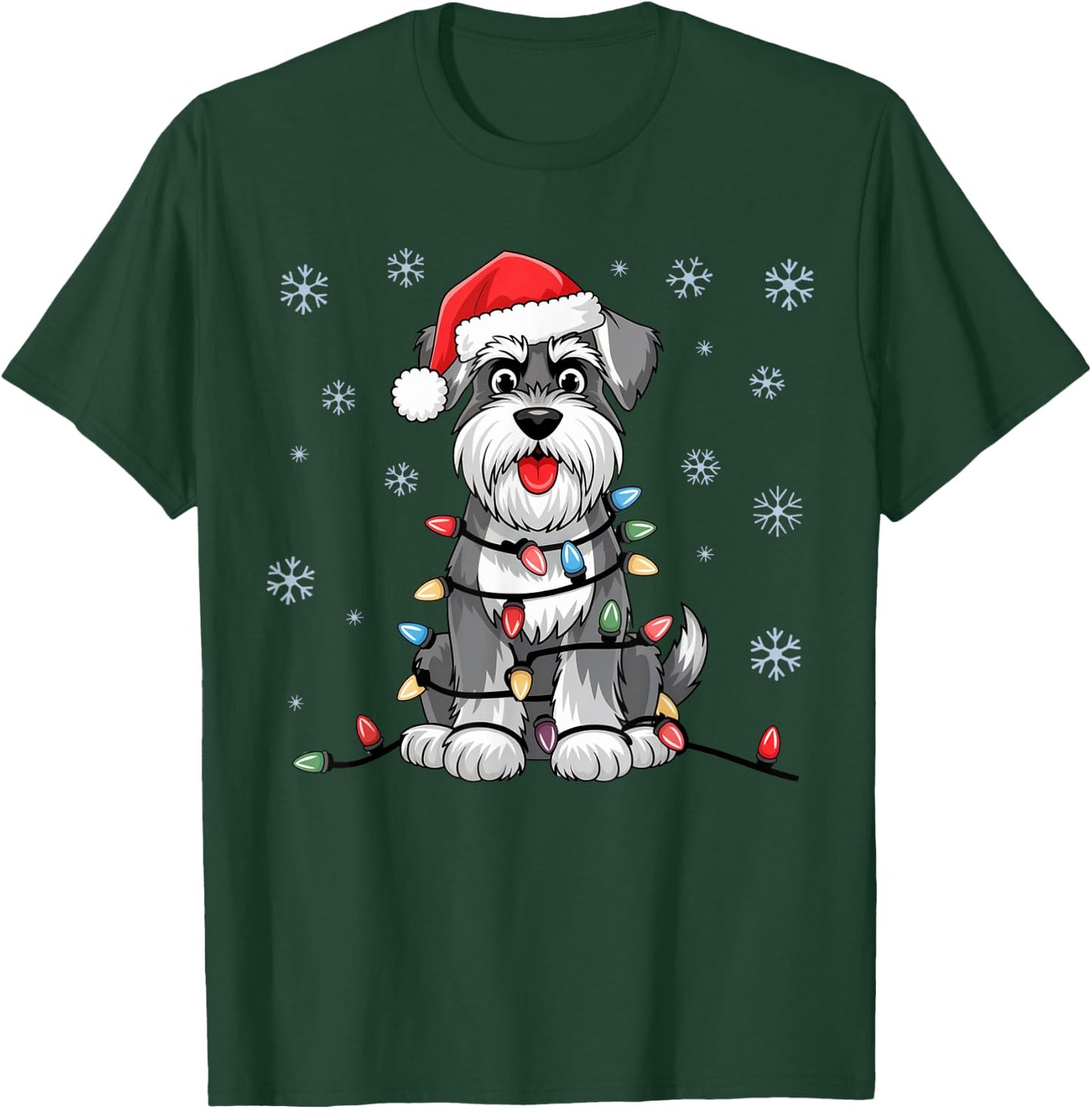 Standard Schnauzer Christmas Lights Xmas Dogs Gifts T-Shirt - T-Shirt | Forest