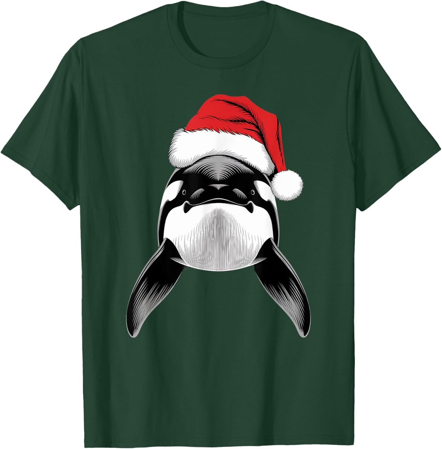 Joyful Orca Santa on Orca Christmas T-Shirt - T-Shirt | Forest