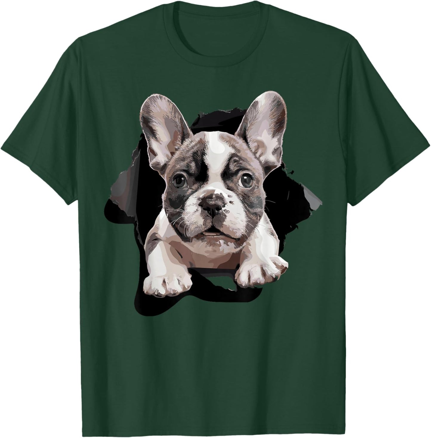 French Bulldog Puppy Funny Torn Puppies Dogs Parents T-Shirt - T-Shirt | Forest