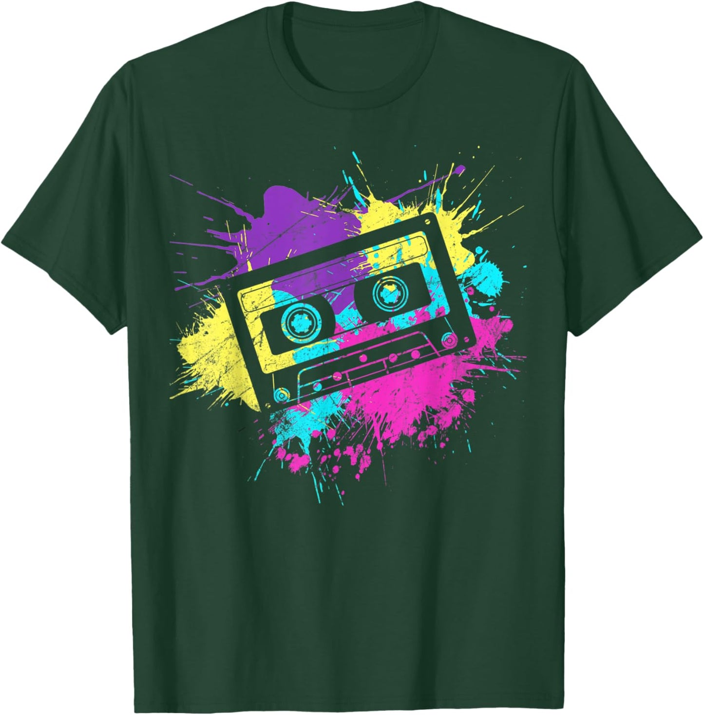 80s vibe Retro 90s vibe Cassette paint splash costume party T-Shirt - T-Shirt | Forest