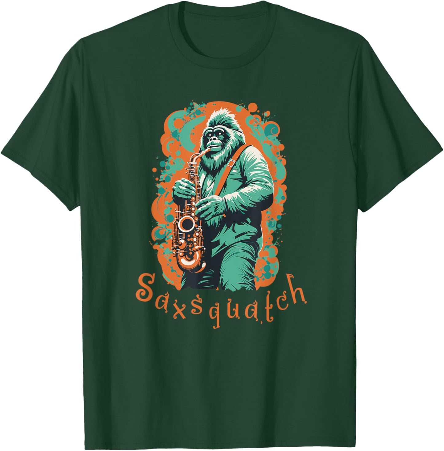 Saxsquatch Bigfoot Saxophone Player T-Shirt - T-Shirt | Forest