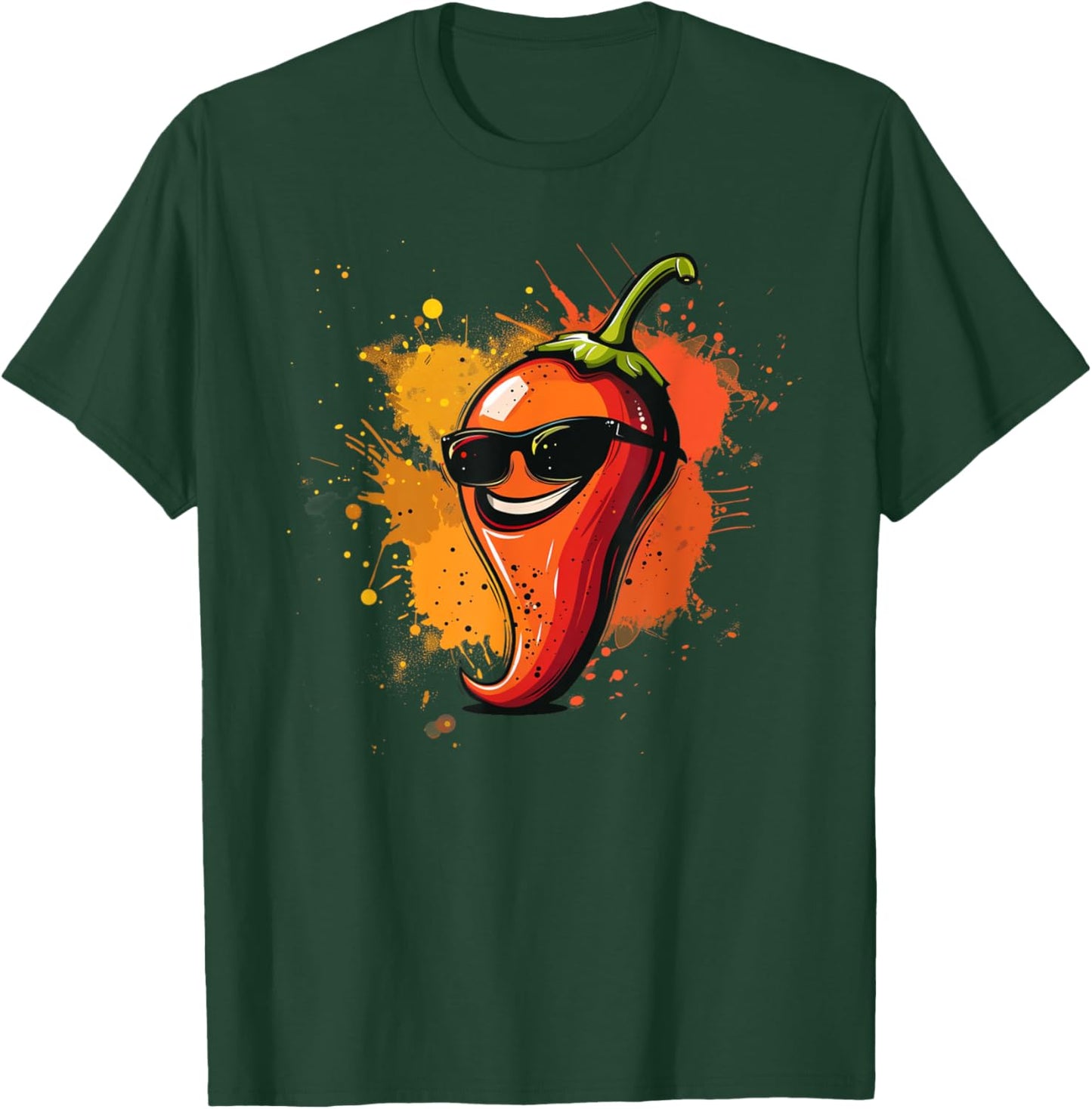 Chili Sunglasses Face for spicy and hot Food Lovers T-Shirt - T-Shirt | Forest