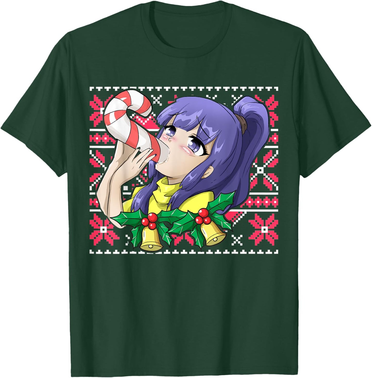 Ugly Christmas Otaku Ahegao Christmas Ecchi Etchi Hentai T-Shirt - T-Shirt | Forest