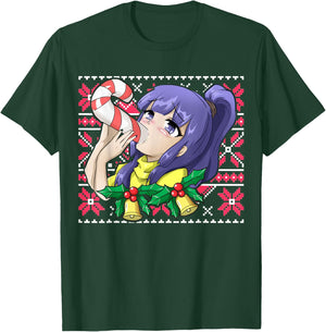 Ugly Christmas Otaku Ahegao Christmas Ecchi Etchi Hentai T-Shirt - T-Shirt | Forest
