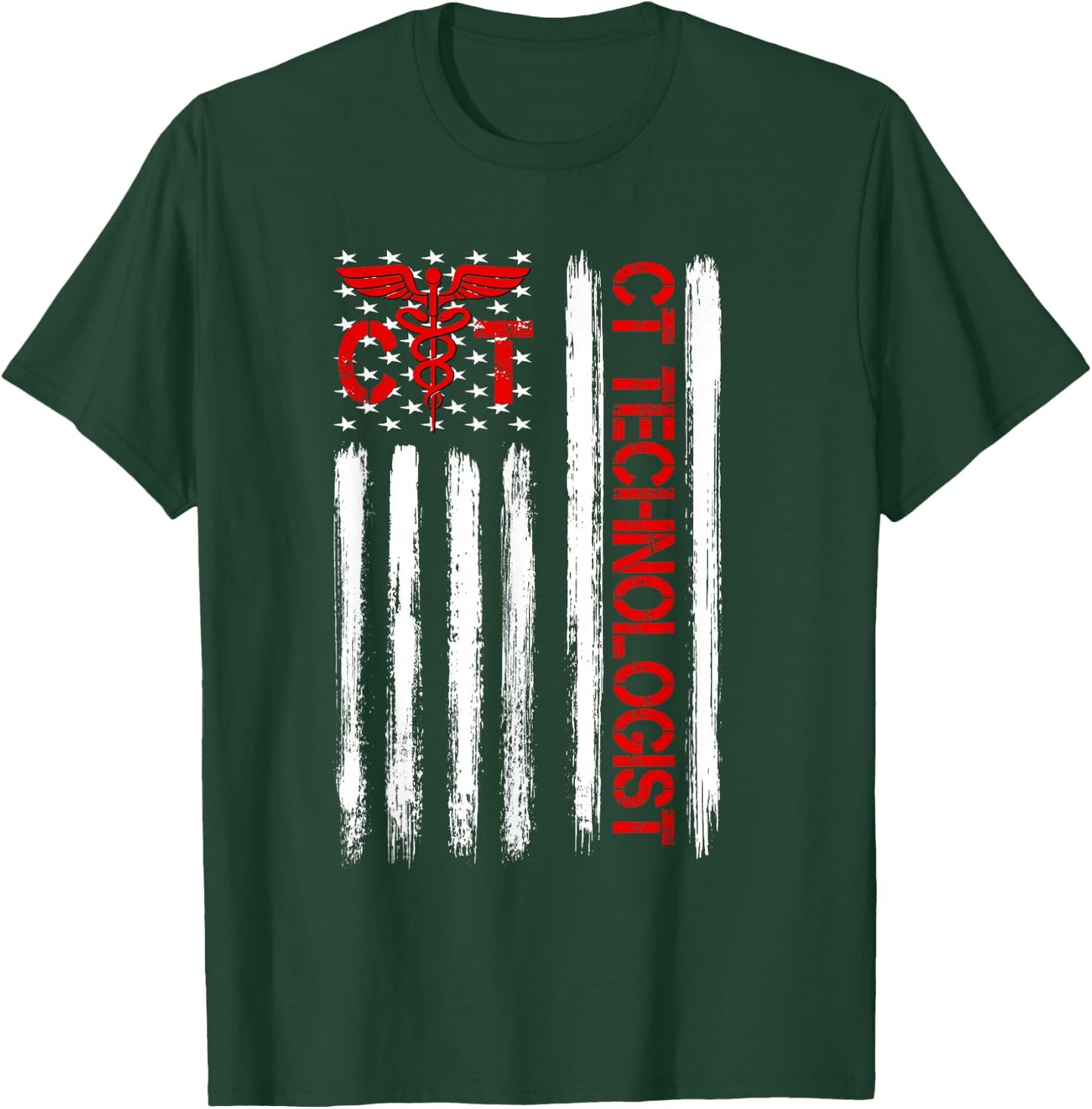 CT Scan Technologist American Flag Patriotic Radiology Gift T-Shirt - T-Shirt | Forest