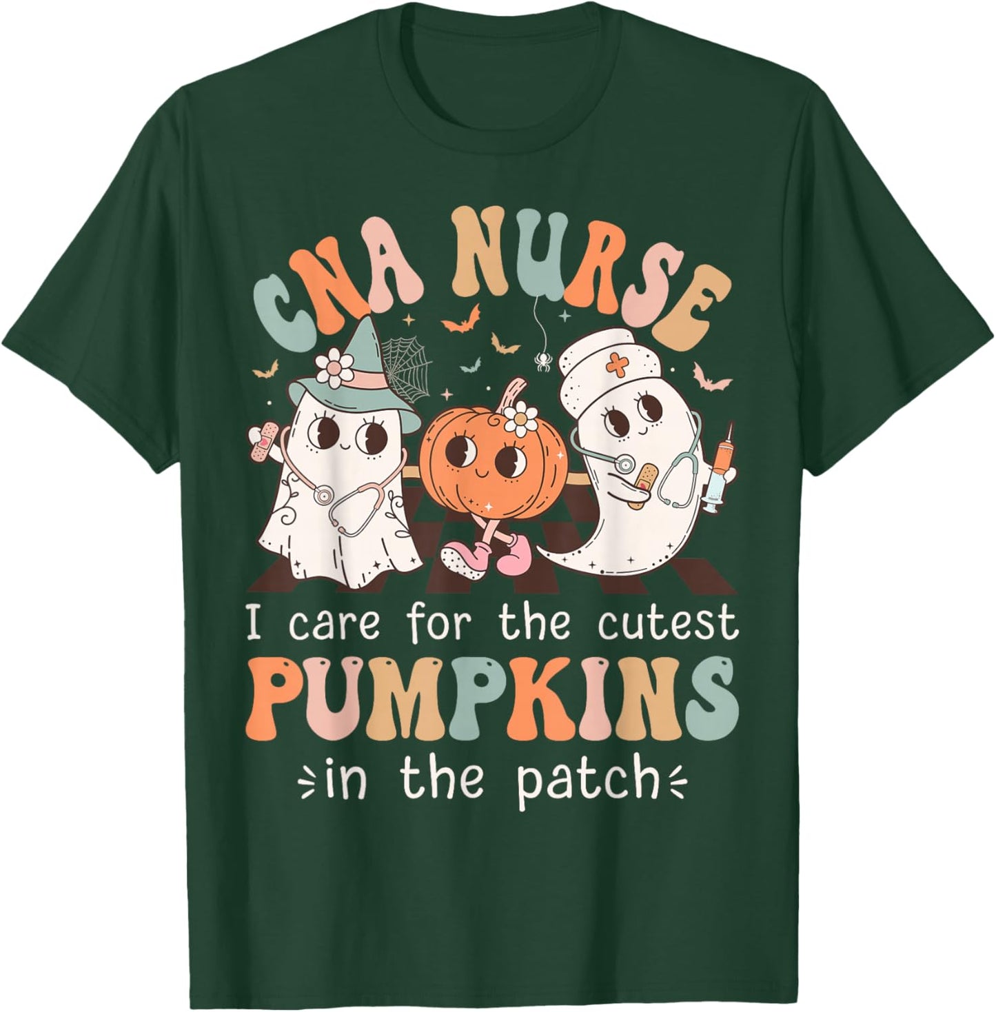 Groovy CNA Boo Crew Funny Nursing Assistant Halloween T-Shirt - T-Shirt | Forest