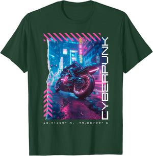 Cyberpunk Motorbike | Futuristic Tokyo T-Shirt - T-Shirt | Forest