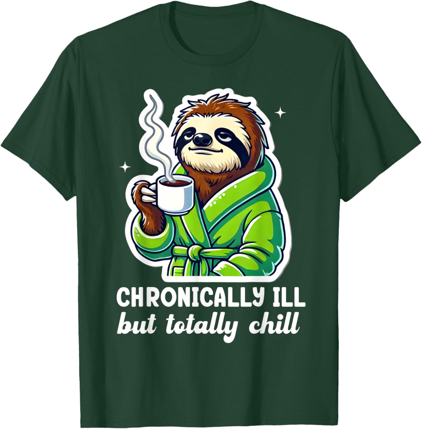 Gastroparesis Sloth Chronic Illness Stomach Chronically Ill T-Shirt - T-Shirt | Forest