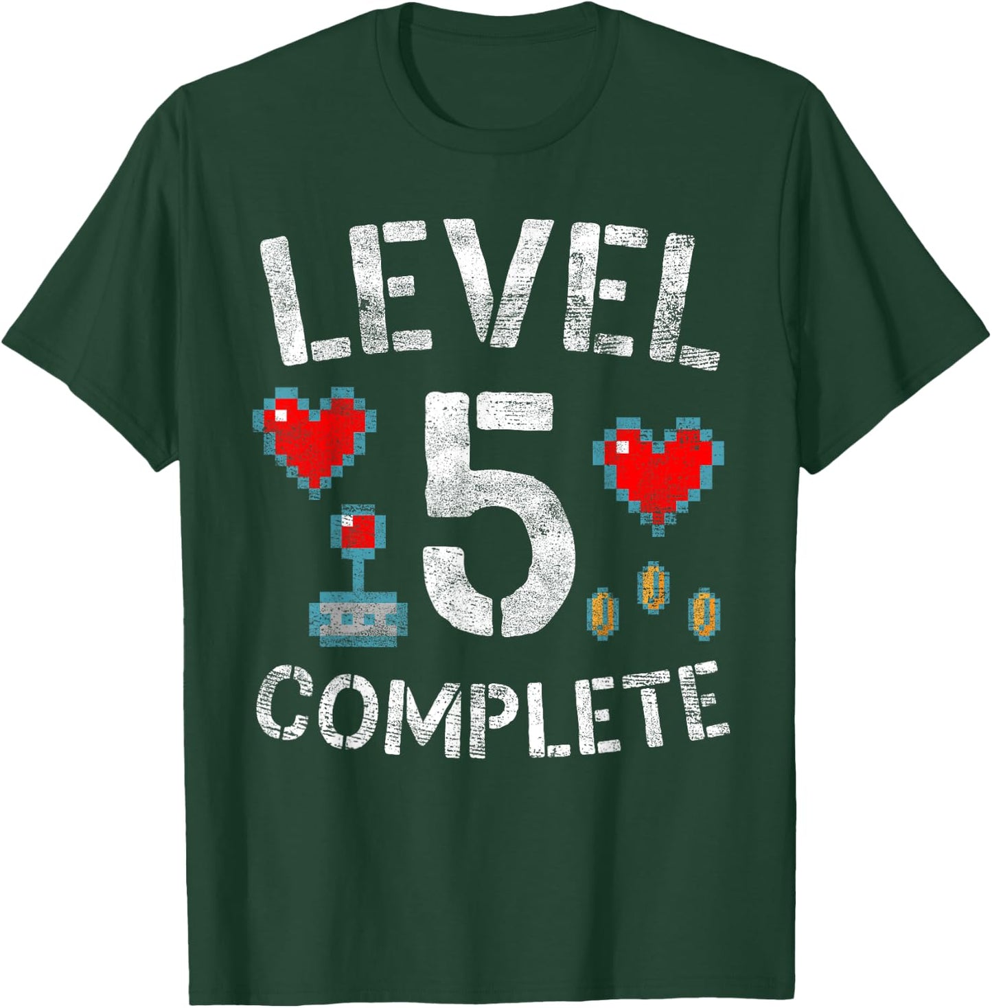 Level 5 Complete 5th Wedding Anniversary Video Gamer T-Shirt - T-Shirt | Forest