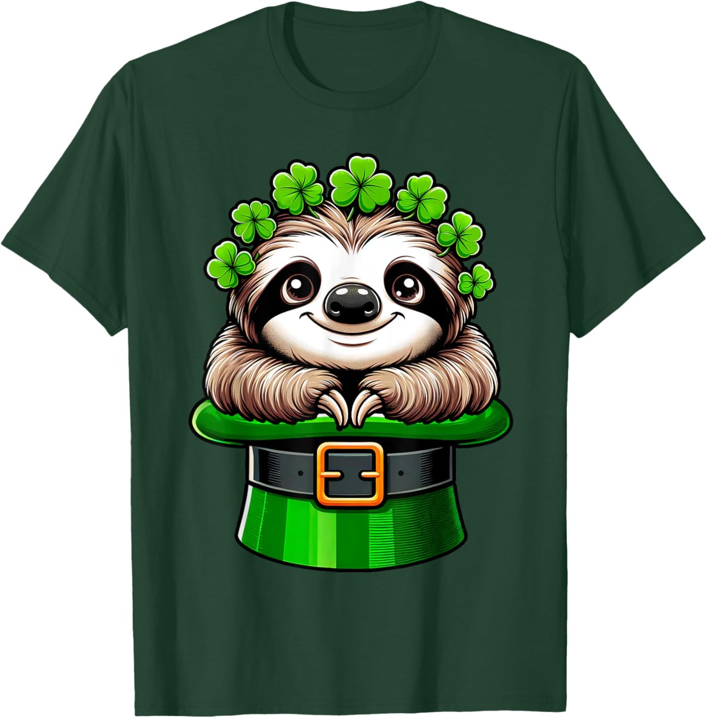 Sloth St Patricks Day Leprechaun Shamrock Irish Sloth Lover T-Shirt - T-Shirt | Forest