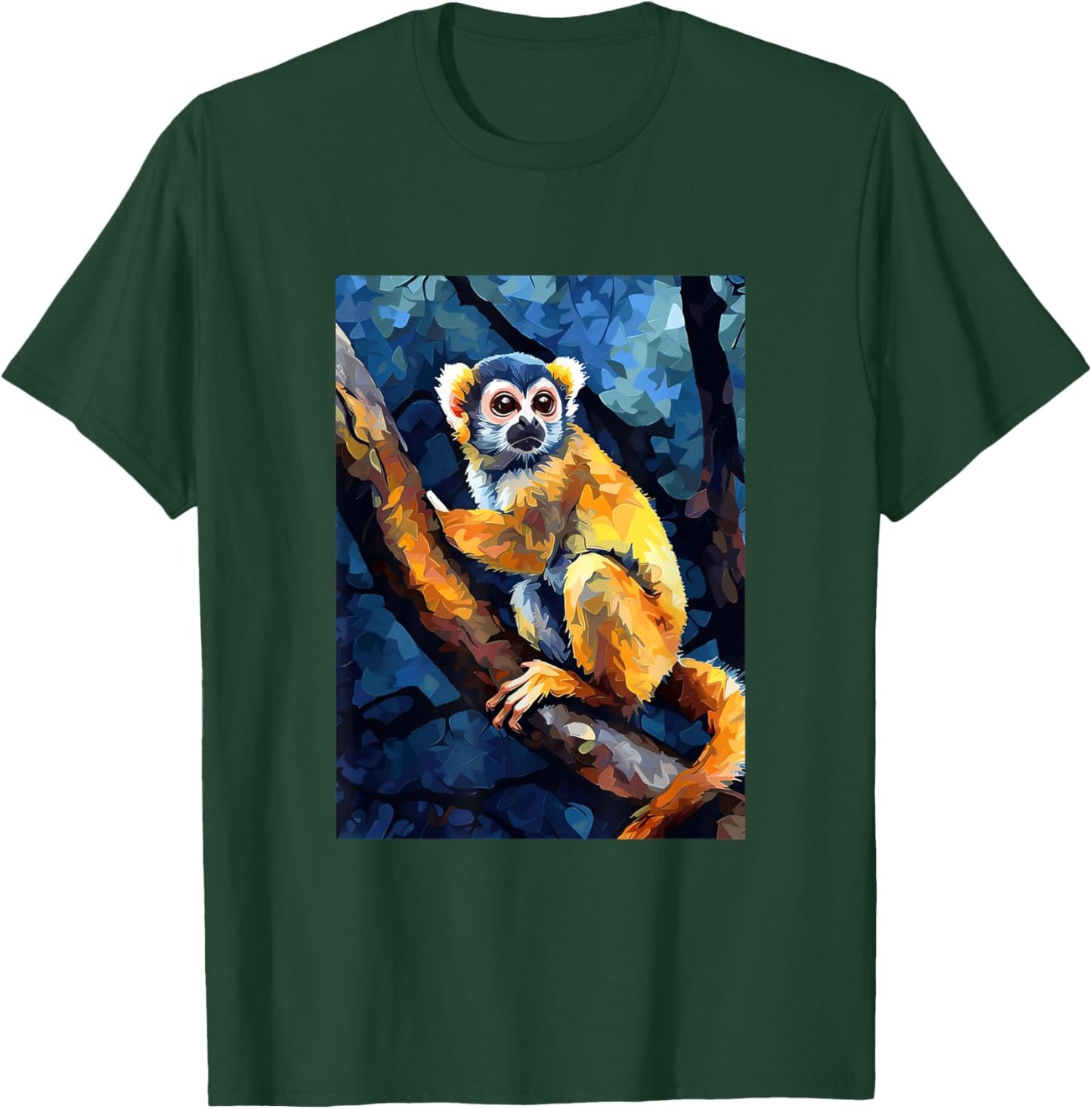 Squirrel Monkey Starry Night Painting Men Women Kids T-Shirt - T-Shirt | Forest