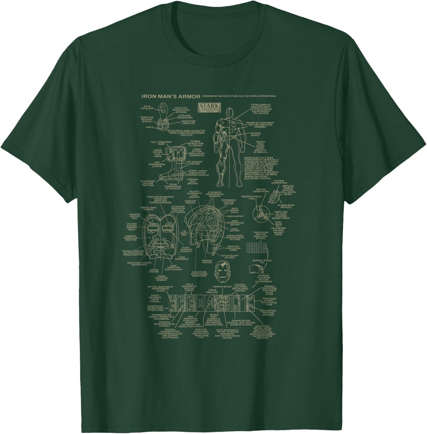 Marvel Iron Man Stark Industries Armor Details T-Shirt - T-Shirt | Forest