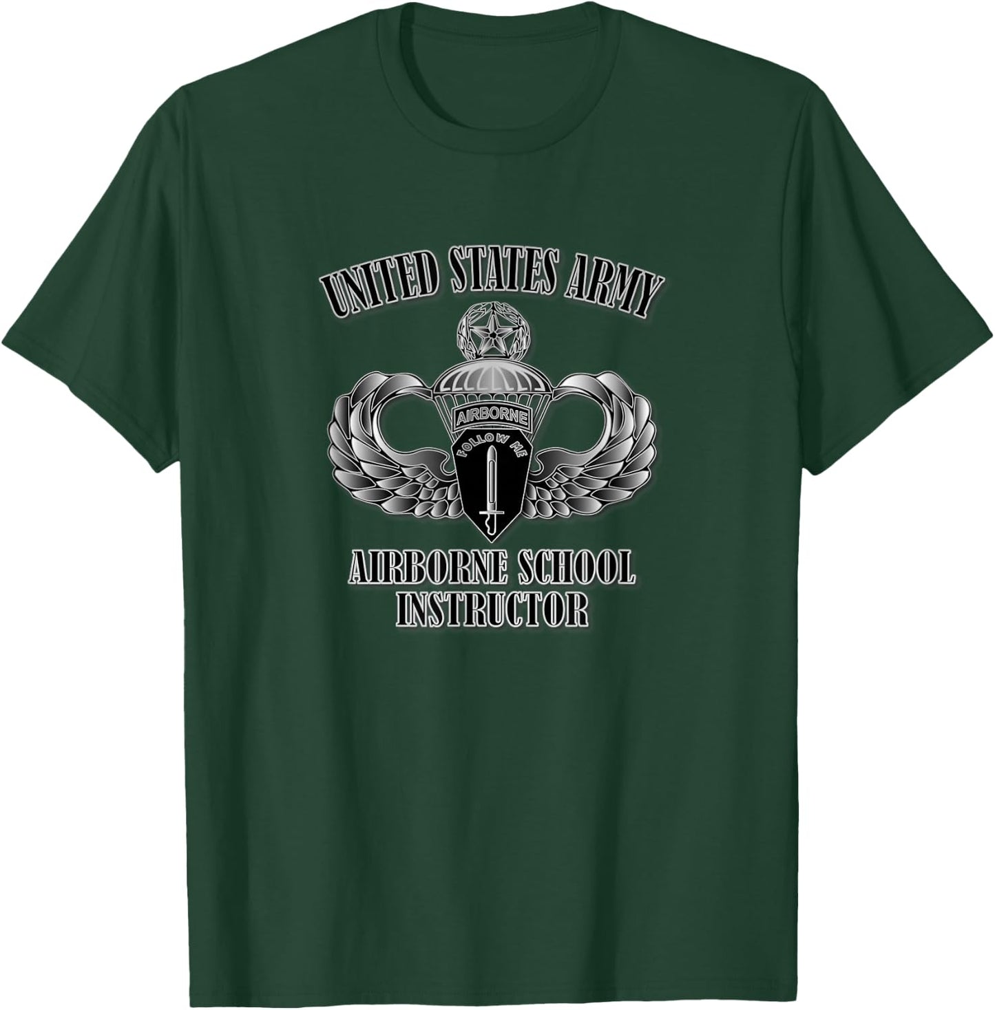 Relaxed Lifestyle Products U.S. Army Airborne School Instructor - Men's Black Small Classic Fit Short Sleeve T-Shirt - T-Shirt | Forest