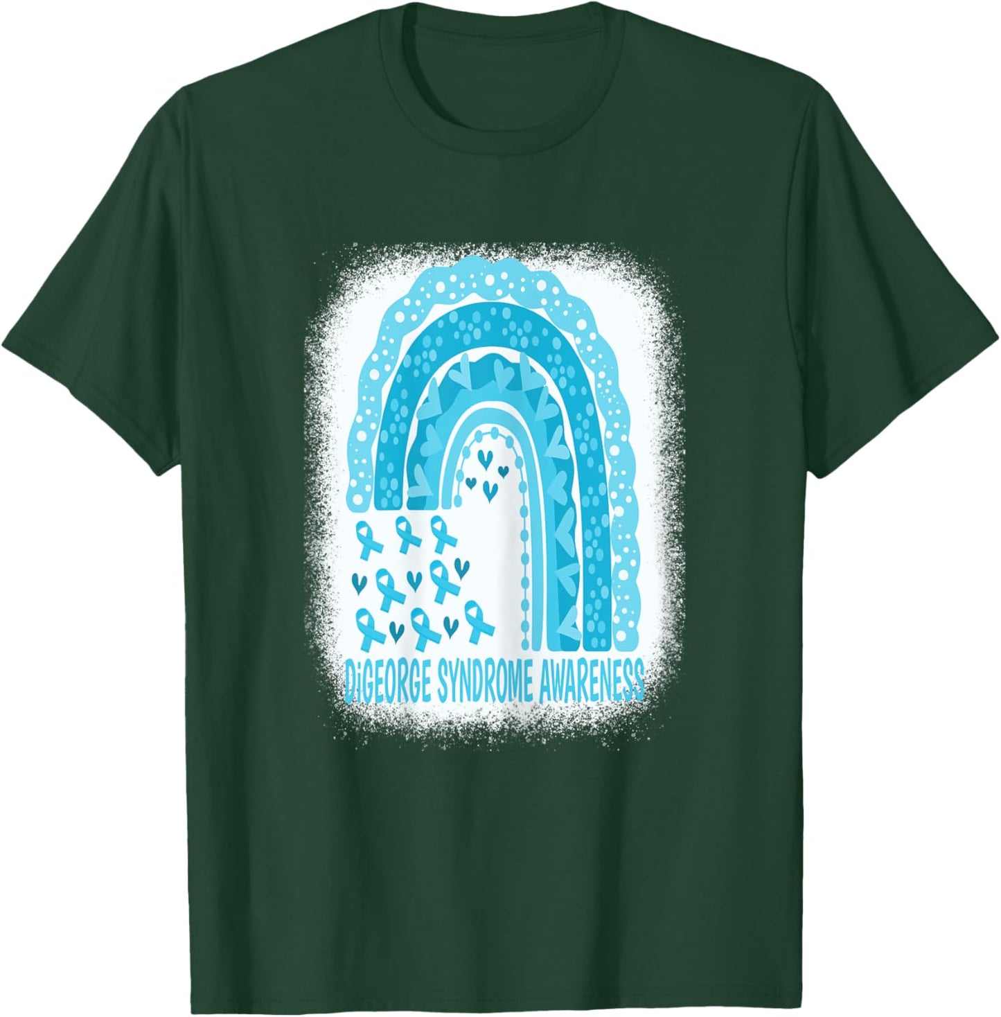 DiGeorge Syndrome Awareness Fighter Blue Ribbon Rainbow T-Shirt - T-Shirt | Forest