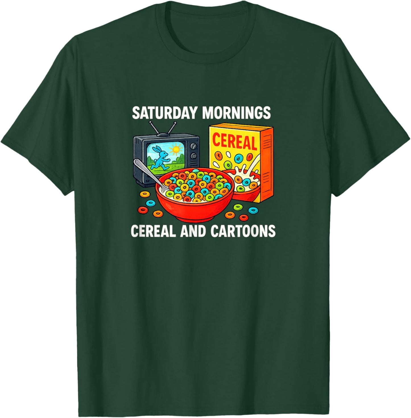 Saturday Mornings - Cereal and Cartoons T-Shirt - T-Shirt | Forest