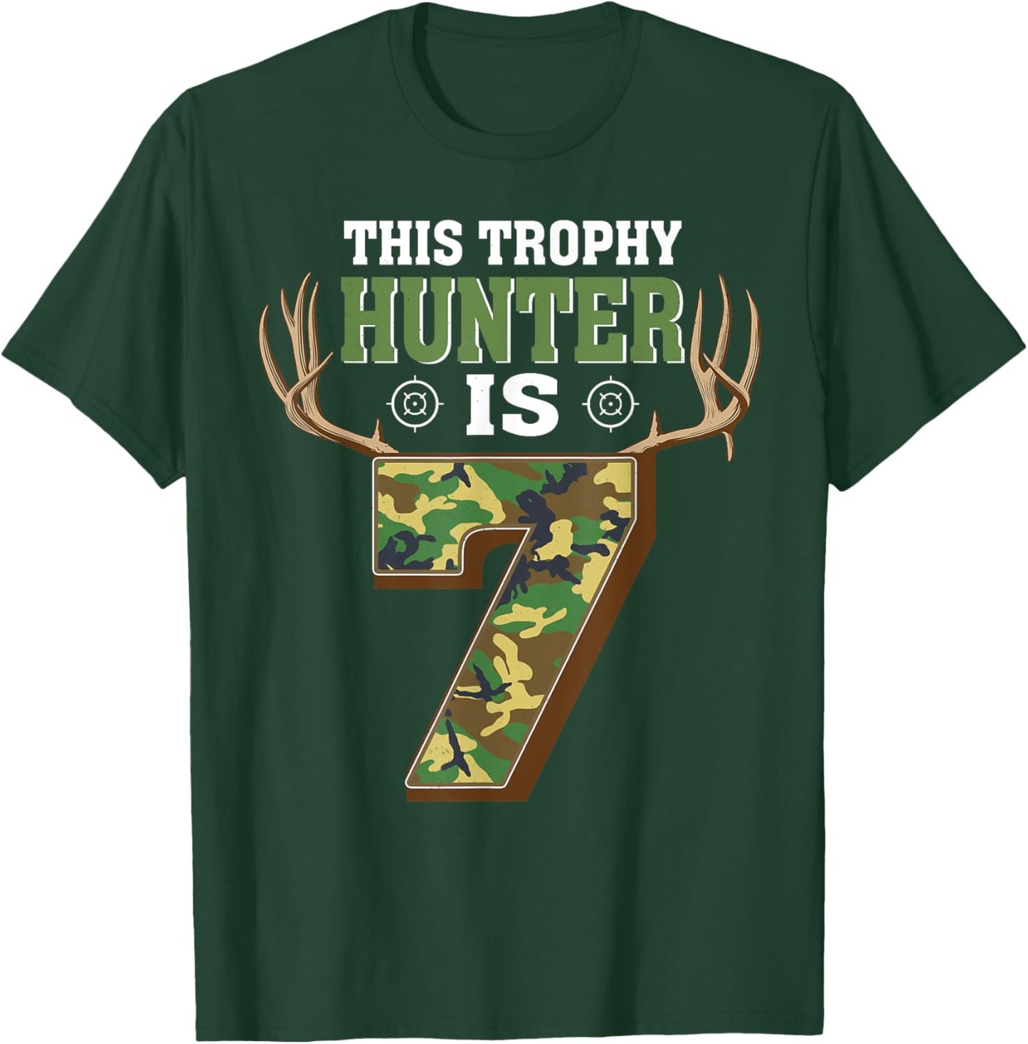 7 Year Old Hunting 7th Birthday Party Deer Hunter T-Shirt - T-Shirt | Forest